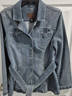 Calvin Klein Jeans Blue Denim Jacket with Brown Patch